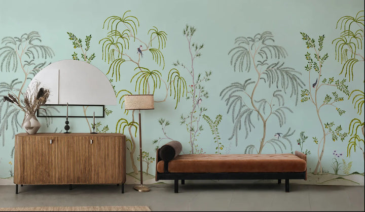 Leaning Orchard Wall Mural - Daylight Blue