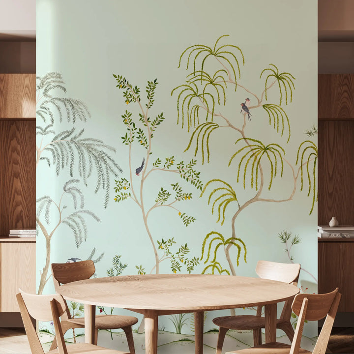 Leaning Orchard Wall Mural - Daylight Blue