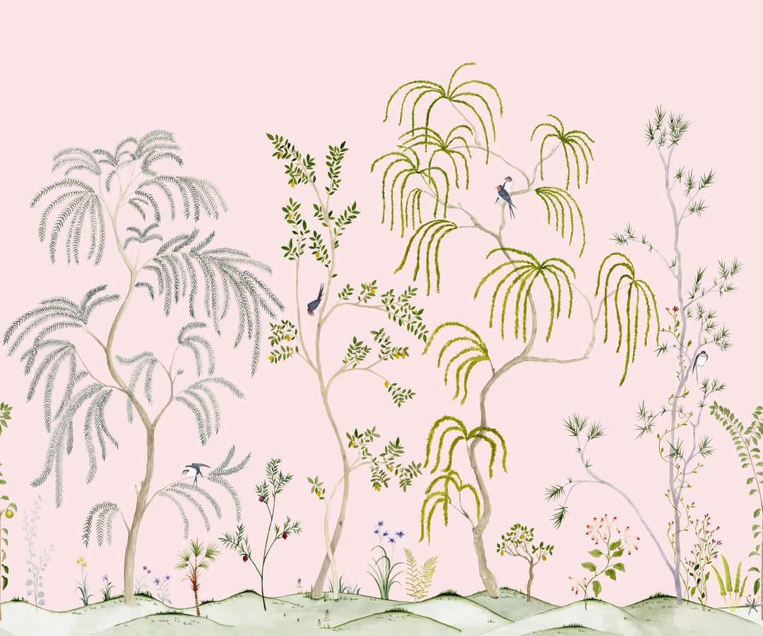 Leaning Orchard Wall Mural - Hazy Pink