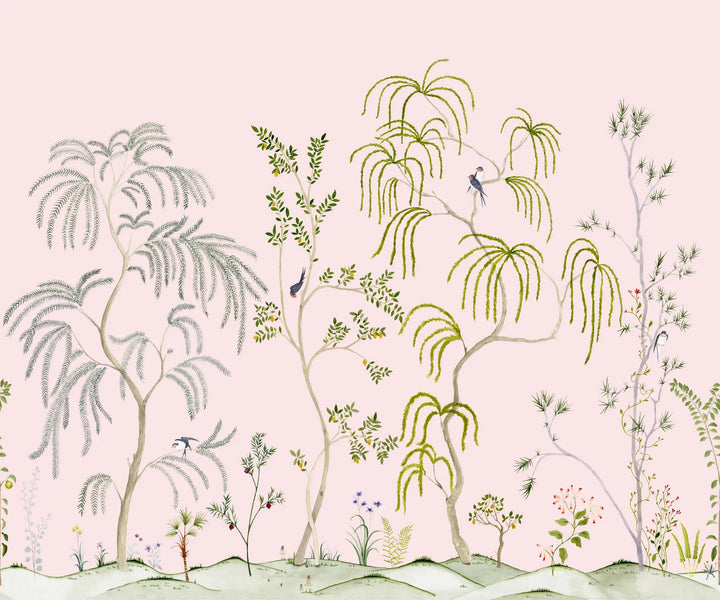 Leaning Orchard Wall Mural - Hazy Pink