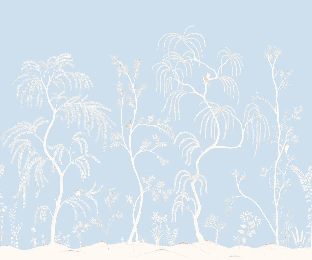 Leaning Orchard Wall Mural - Quiet Blue