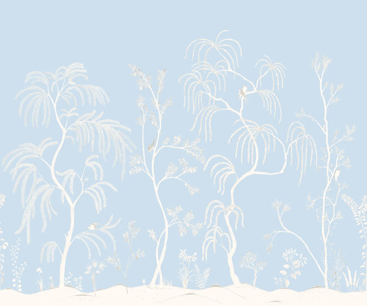 Leaning Orchard Wall Mural - Quiet Blue