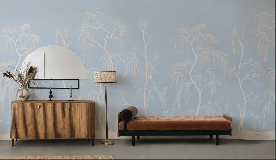 Leaning Orchard Wall Mural - Quiet Blue