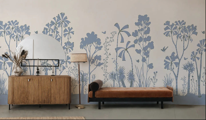 Oasis Canopy Wall Mural - Blue Parchment