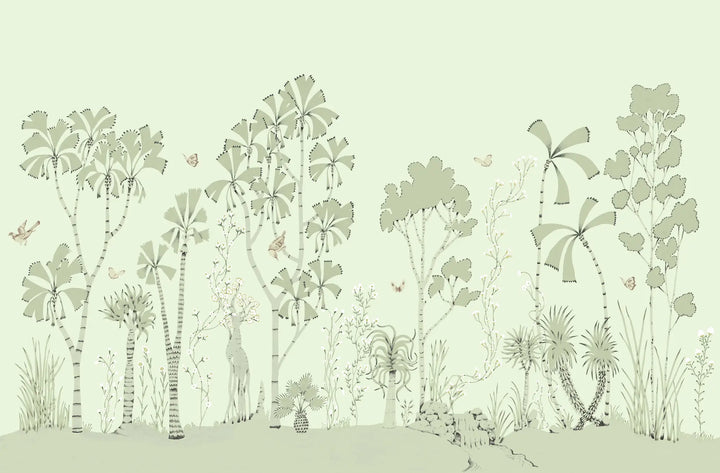 Oasis Canopy Wall Mural - Pale Jade