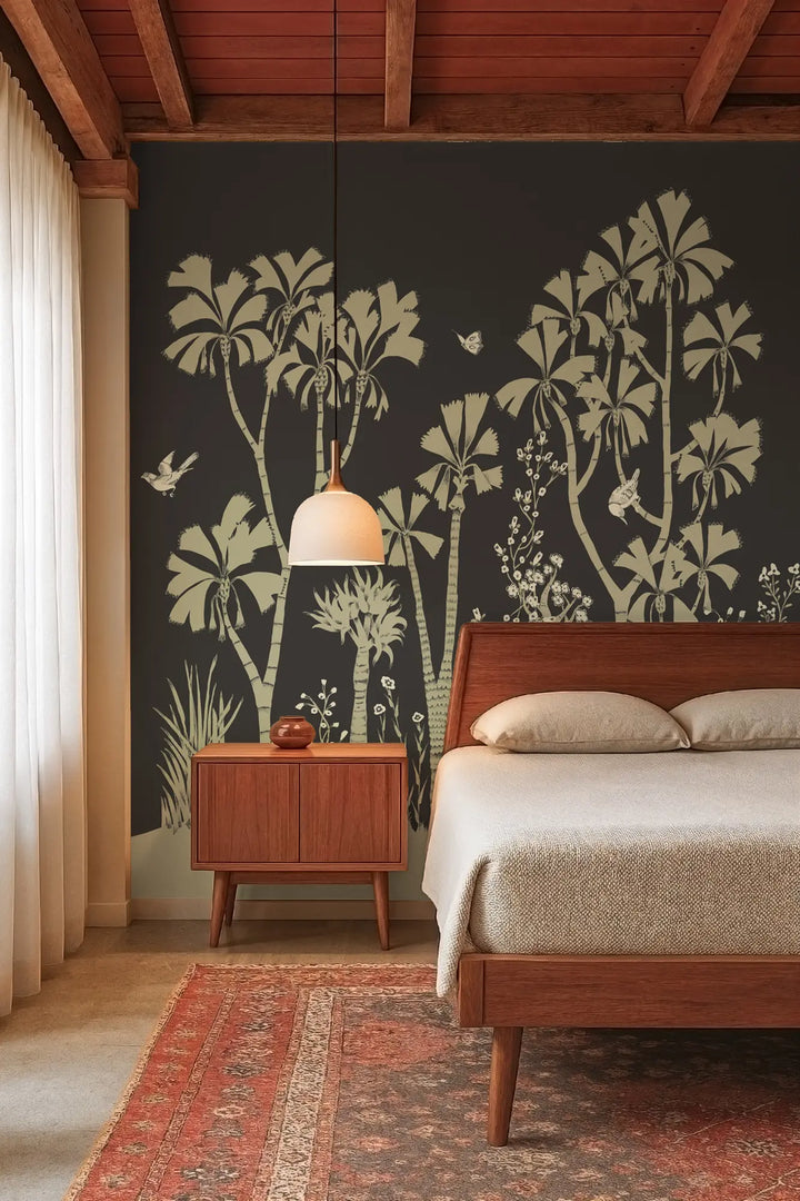 Oasis Canopy Wall Mural - Sumi Black
