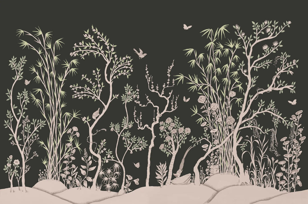Porcelain Grove Wall Mural - Lamp Black