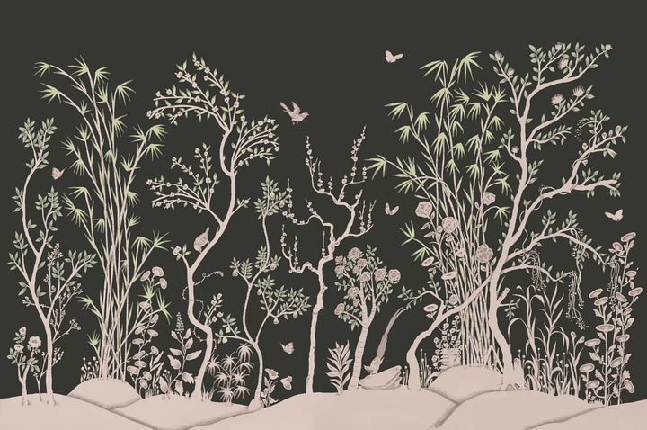 Porcelain Grove Wall Mural - Lamp Black