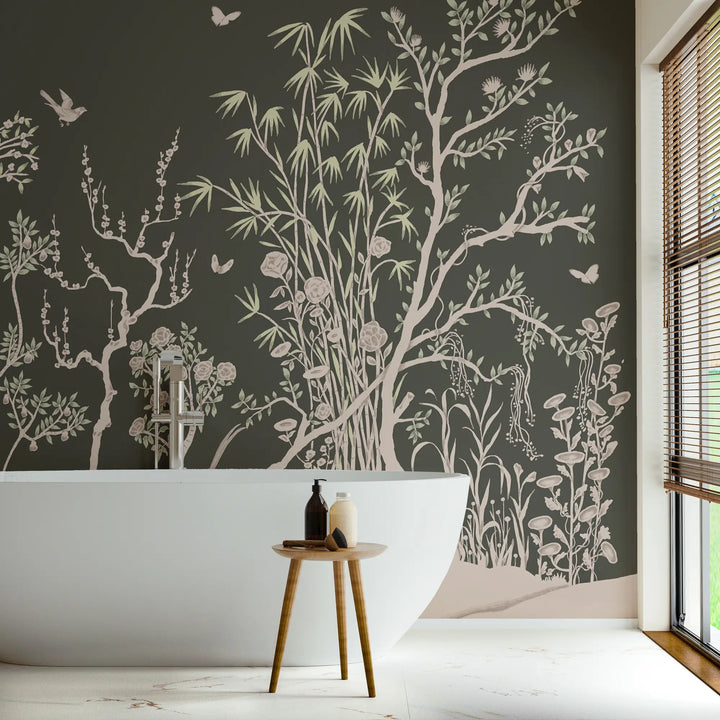 Porcelain Grove Wall Mural - Lamp Black