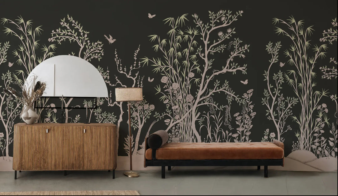 Porcelain Grove Wall Mural - Lamp Black