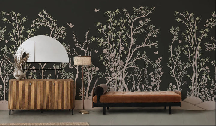 Porcelain Grove Wall Mural - Lamp Black