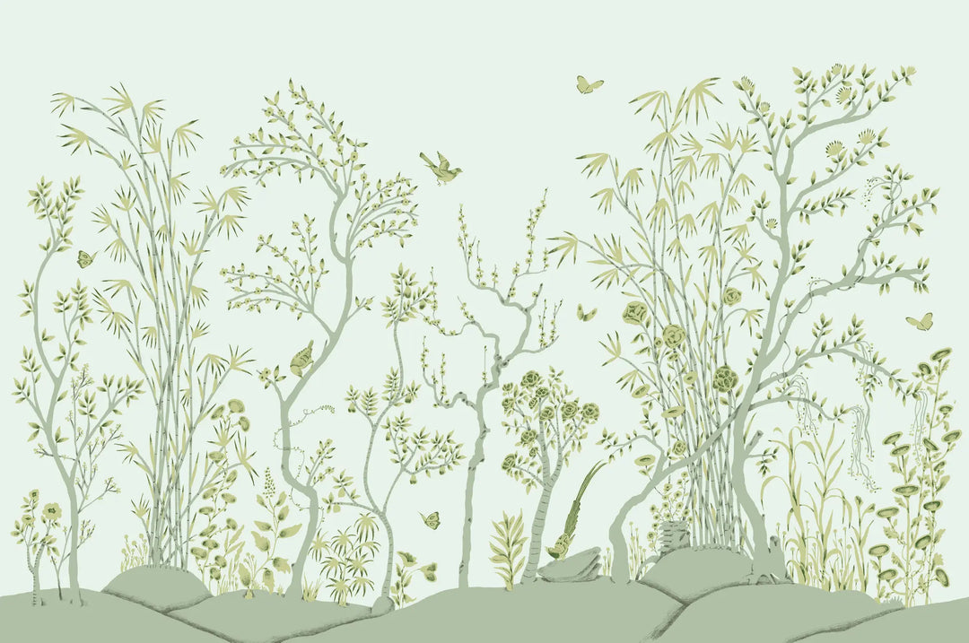 Porcelain Grove Wall Mural - Pale Teal Green