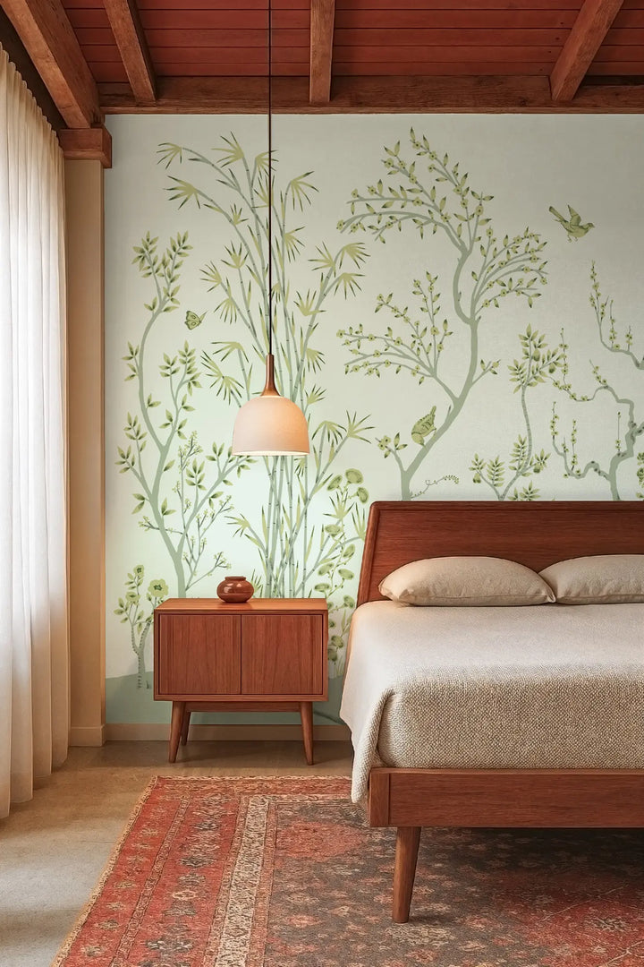 Porcelain Grove Wall Mural - Pale Teal Green