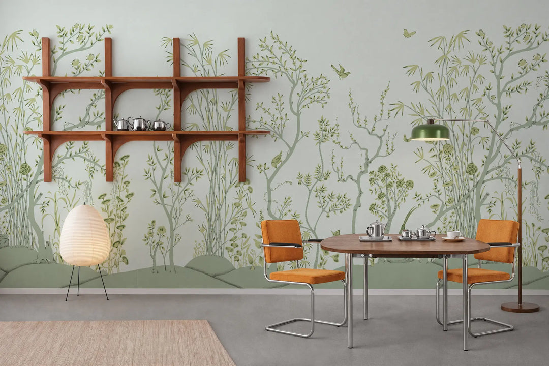 Porcelain Grove Wall Mural - Pale Teal Green