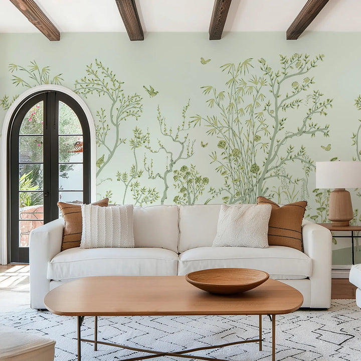 Porcelain Grove Wall Mural - Pale Teal Green