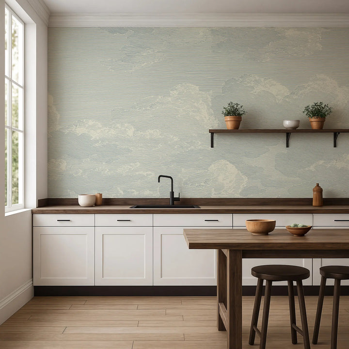 Open Sky Wall Mural - Pale Mineral Blue