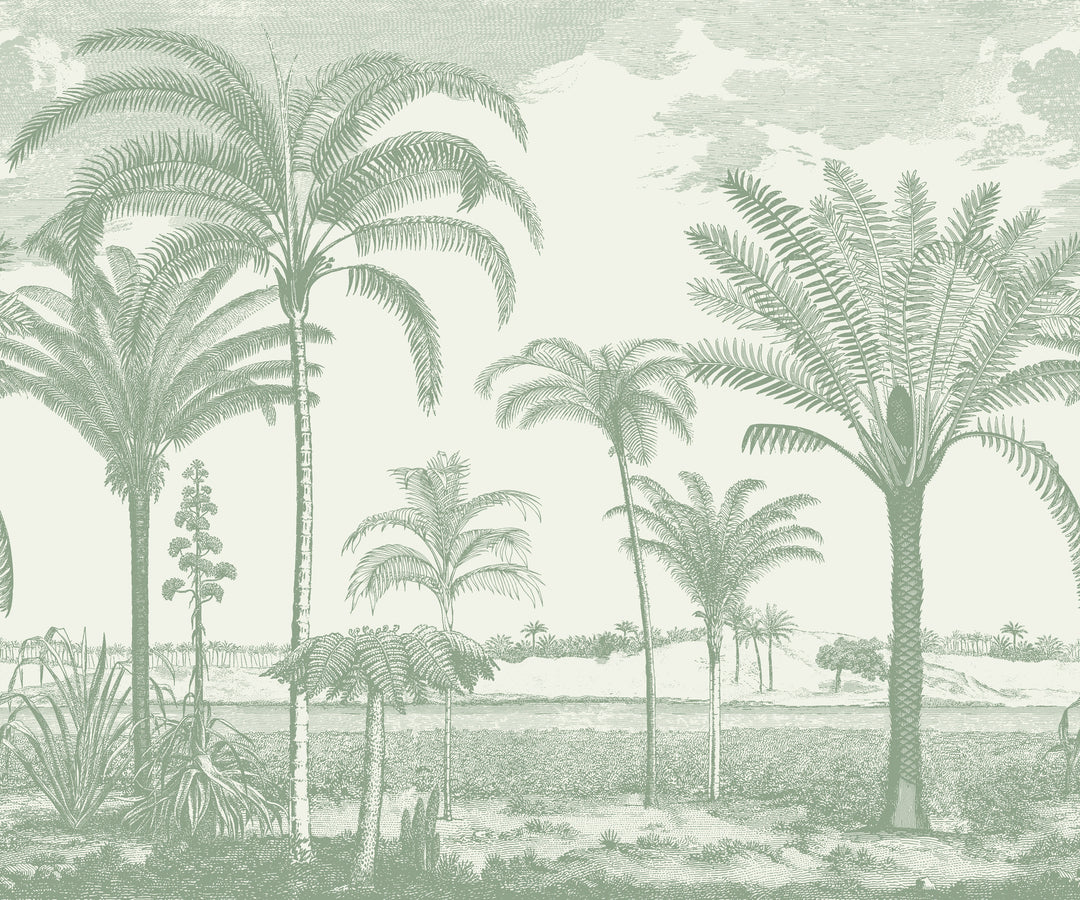 Under the Palms Wall Mural - Areca Green