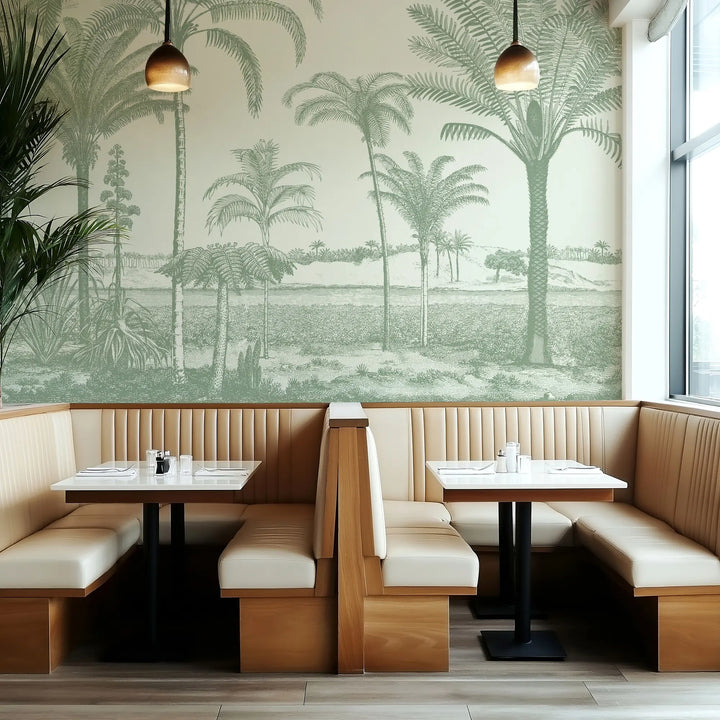 Under the Palms Wall Mural - Areca Green