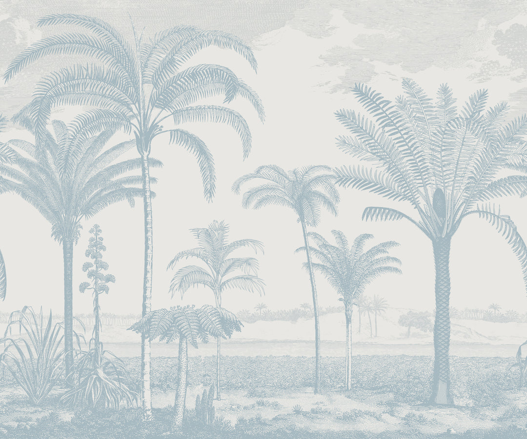 Under the Palms Wall Mural - Blue Gray