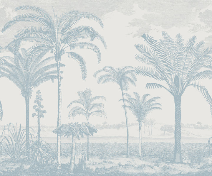 Under the Palms Wall Mural - Blue Gray
