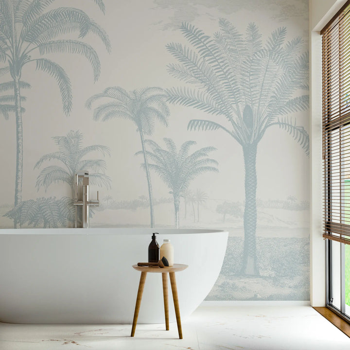 Under the Palms Wall Mural - Blue Gray