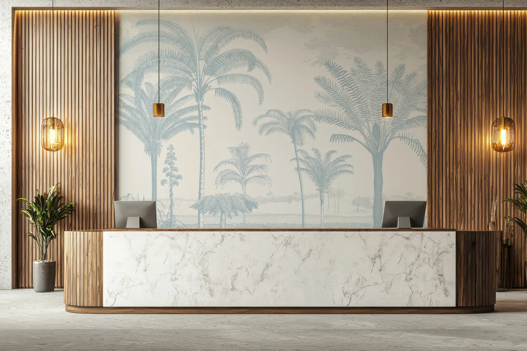 Under the Palms Wall Mural - Blue Gray