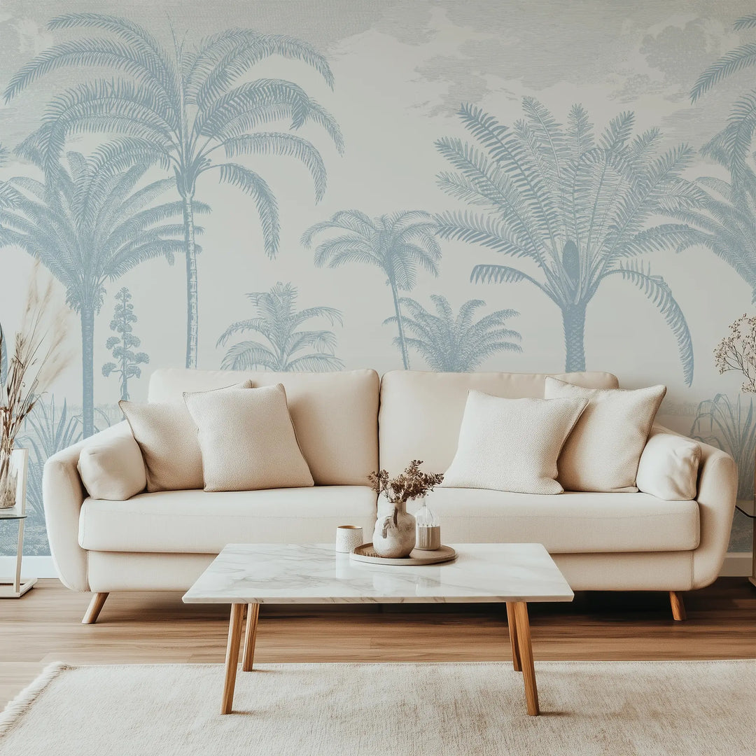 Under the Palms Wall Mural - Blue Gray