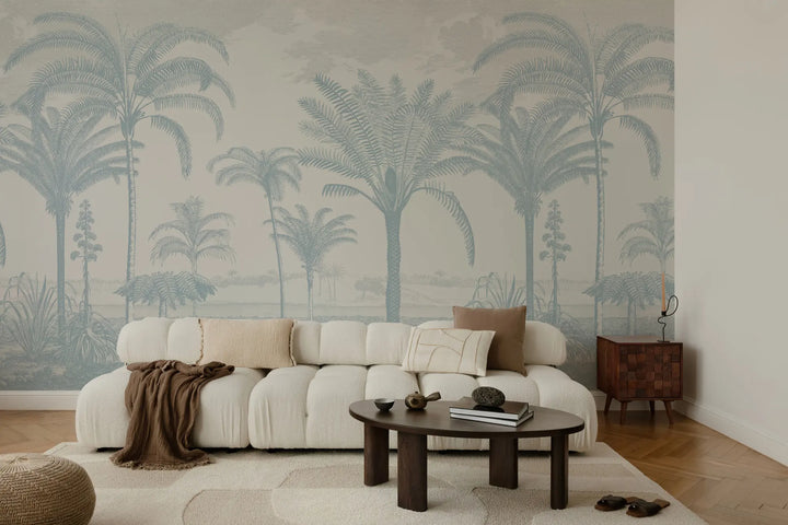 Under the Palms Wall Mural - Blue Gray