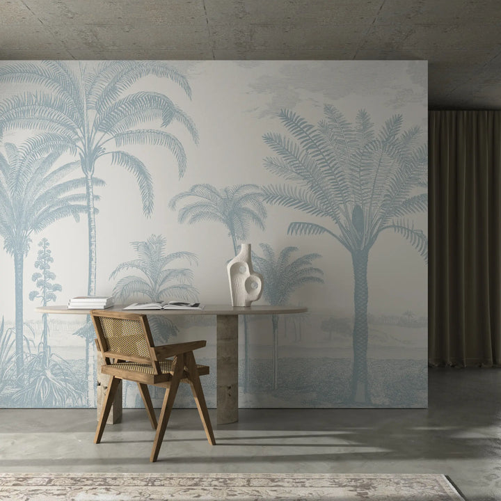 Under the Palms Wall Mural - Blue Gray