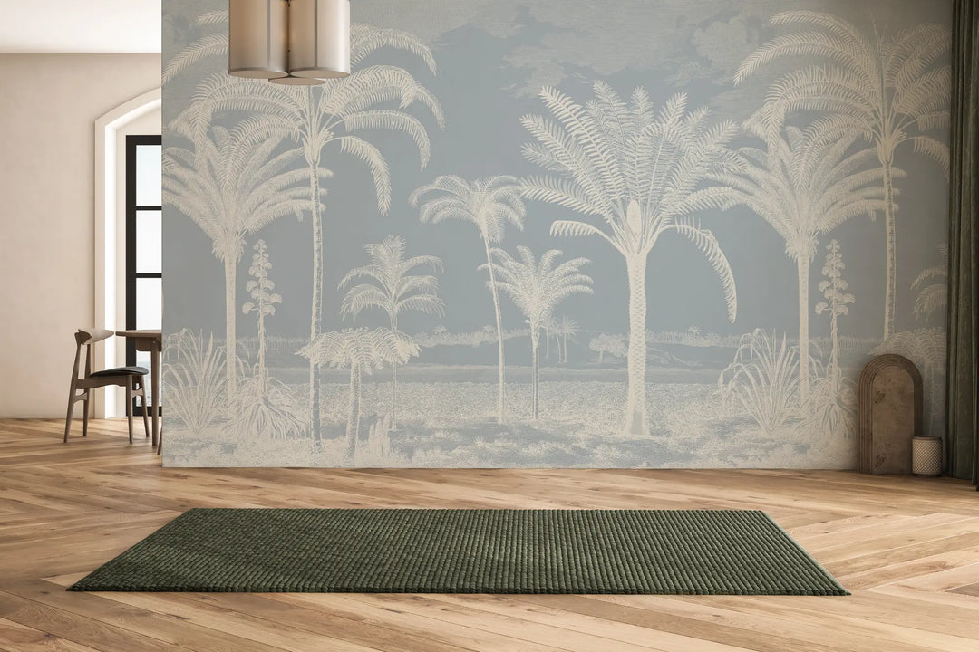 Under the Palms Wall Mural - Blue Toile