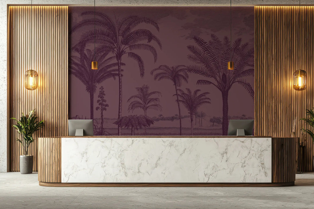 Under the Palms Wall Mural - Burgundy