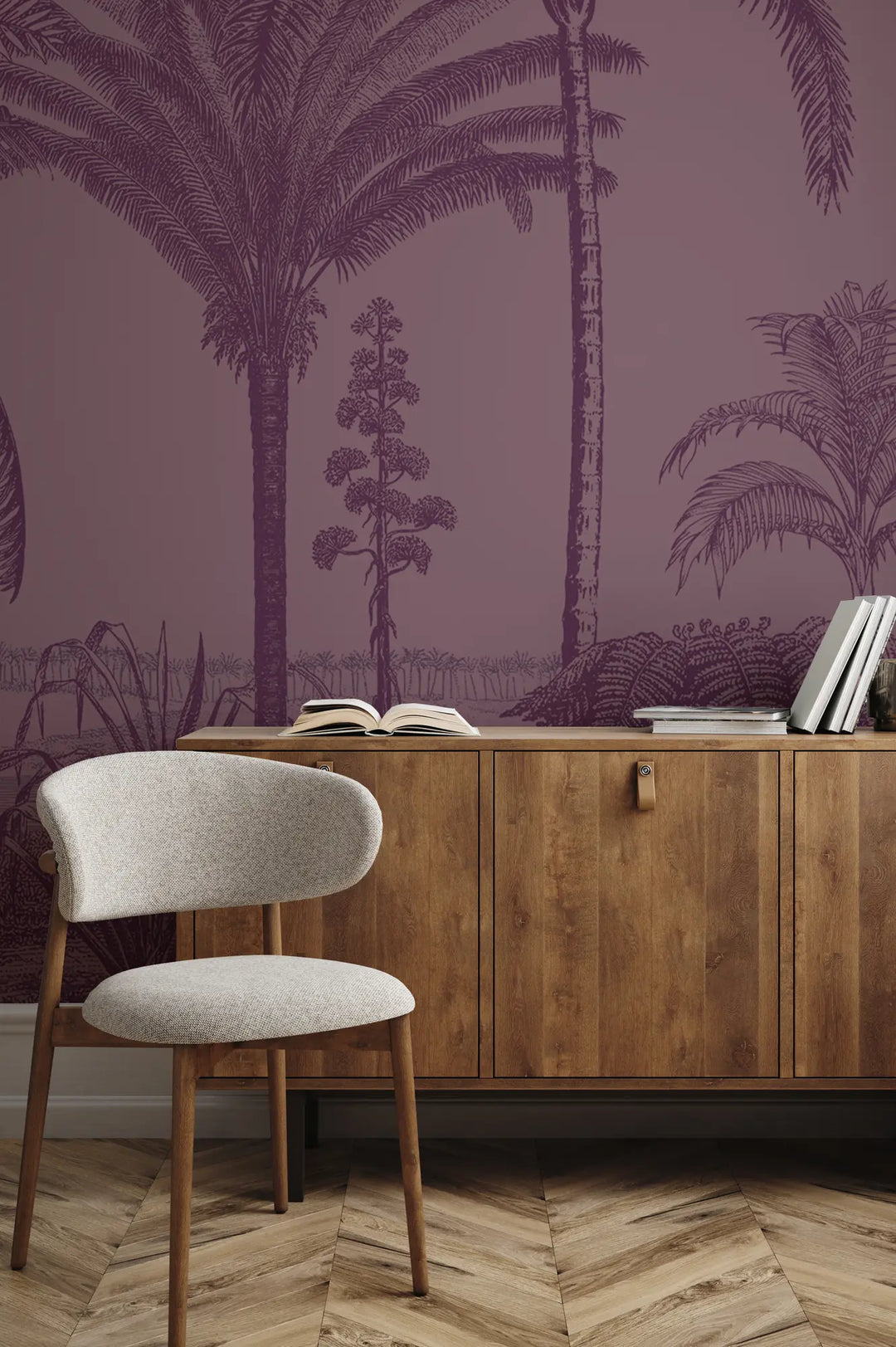 Under the Palms Wall Mural - Burgundy