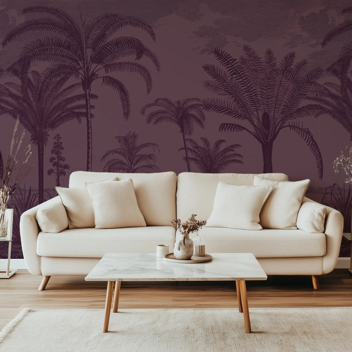 Under the Palms Wall Mural - Burgundy