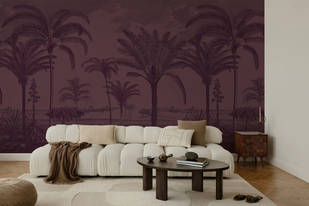 Under the Palms Wall Mural - Burgundy