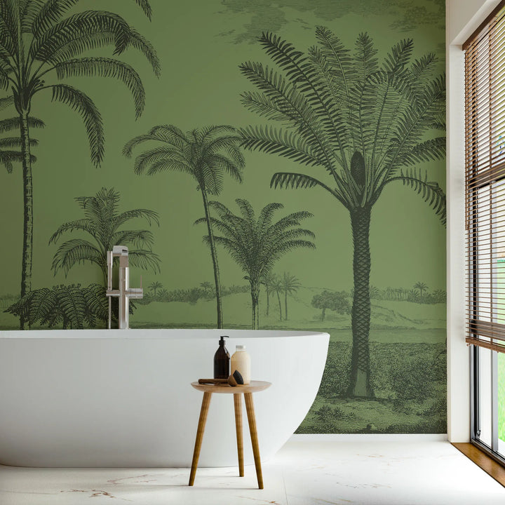 Under the Palms Wall Mural - Green Glaze