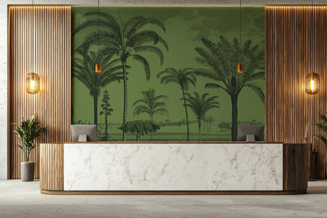 Under the Palms Wall Mural - Green Glaze