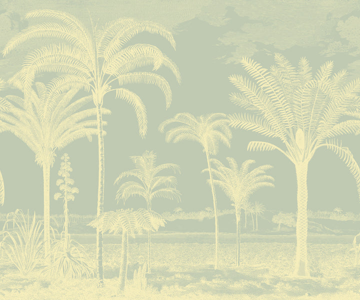 Under the Palms Wall Mural - Pale Lemon