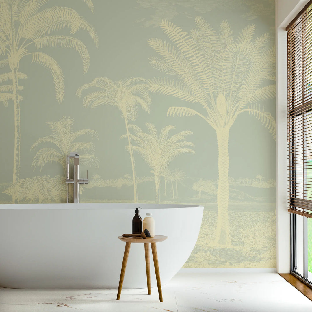 Under the Palms Wall Mural - Pale Lemon