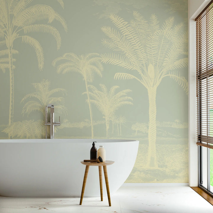 Under the Palms Wall Mural - Pale Lemon