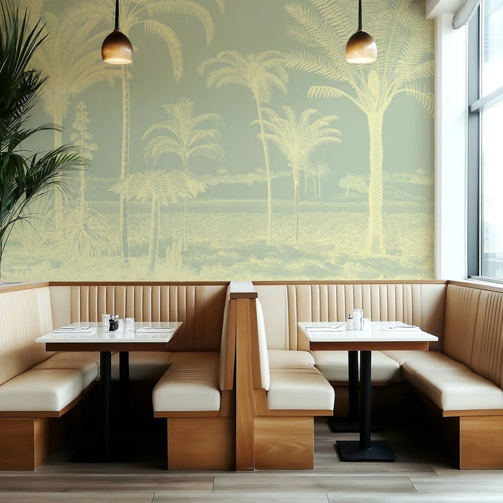 Under the Palms Wall Mural - Pale Lemon