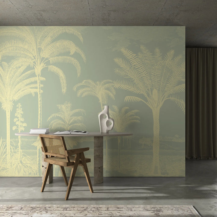 Under the Palms Wall Mural - Pale Lemon