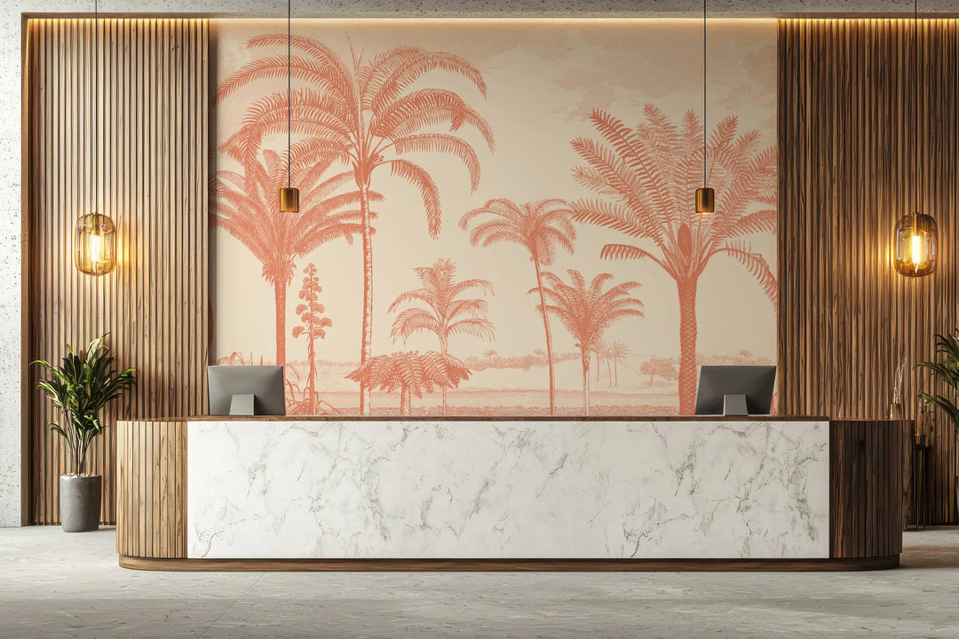 Under the Palms Wall Mural - Tangerine
