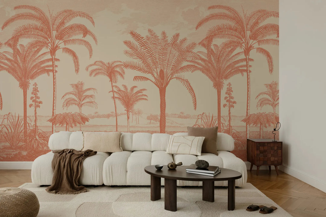 Under the Palms Wall Mural - Tangerine