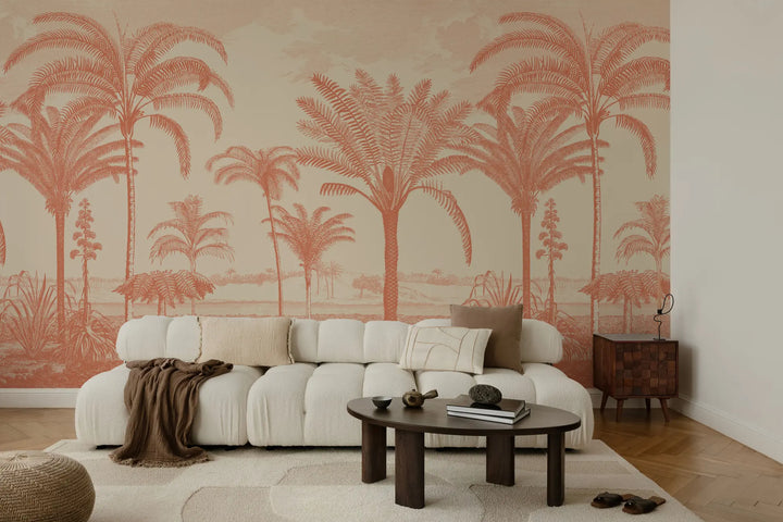 Under the Palms Wall Mural - Tangerine