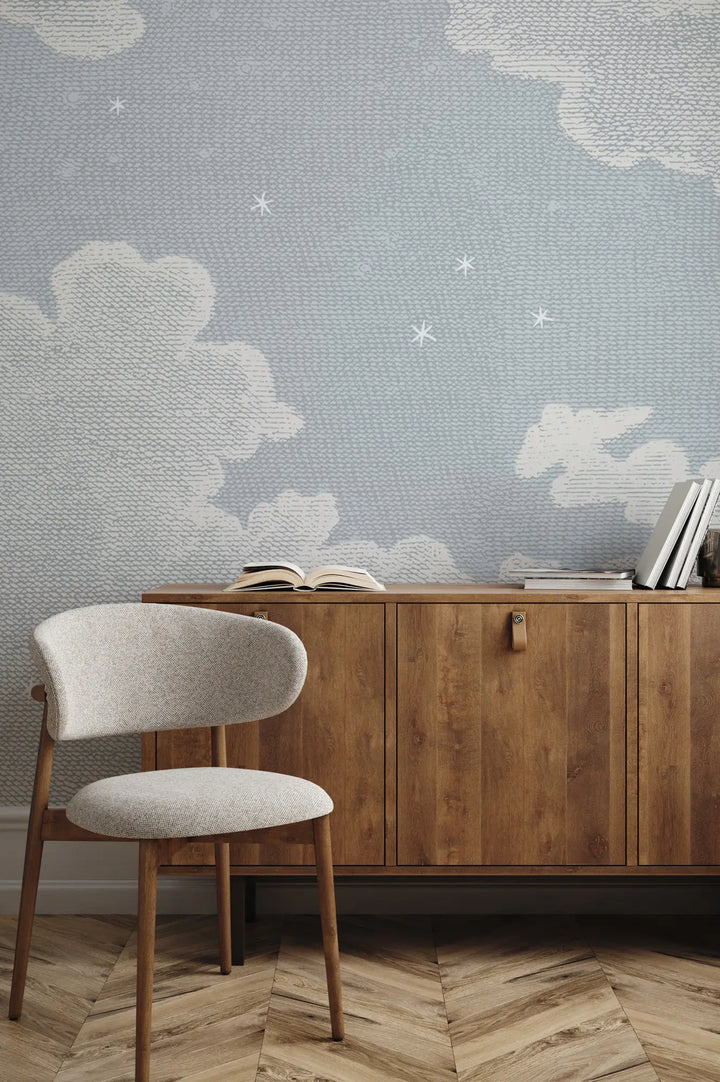 Starry Night Wall Mural - Overcast Blue