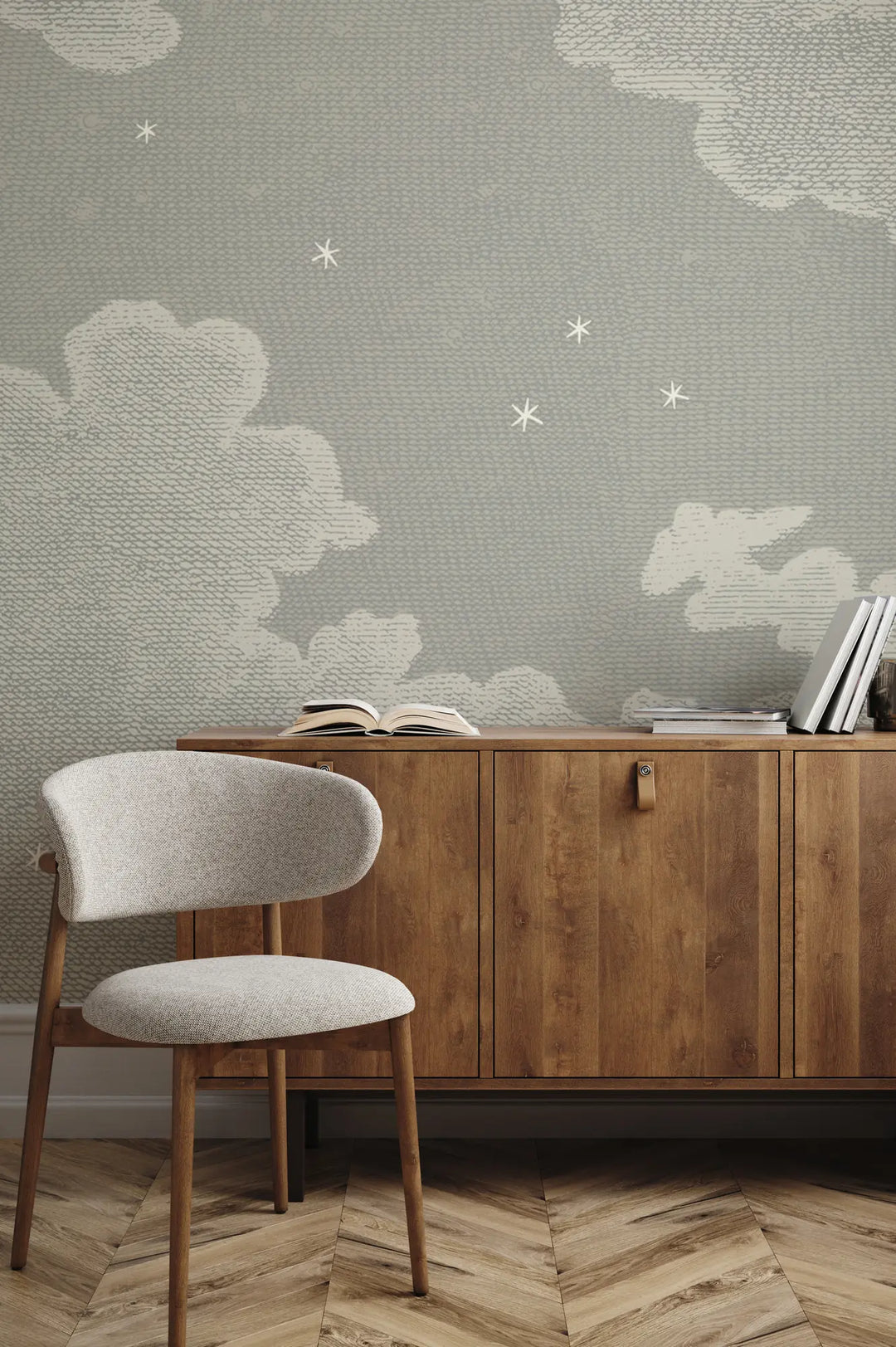 Starry Night Wall Mural - Raw Linen