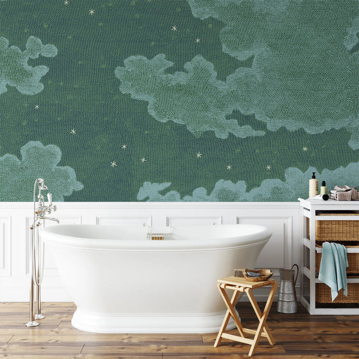 Starry Night Wall Mural - Story Book Green
