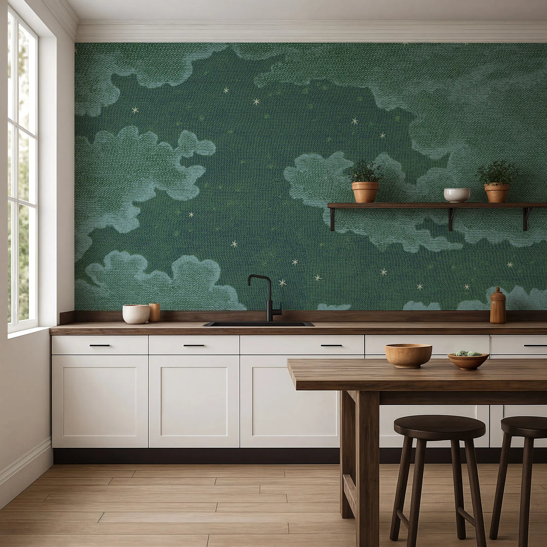 Starry Night Wall Mural - Story Book Green