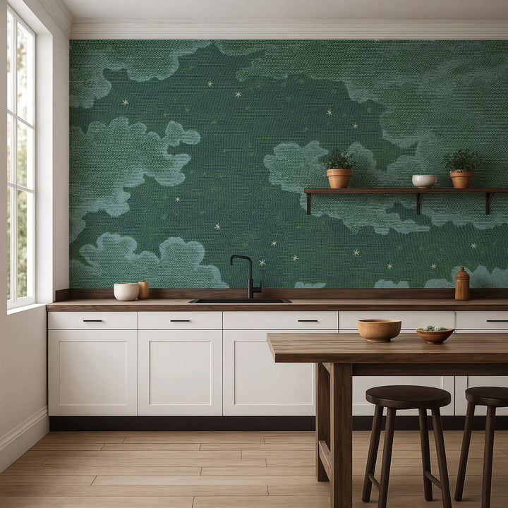 Starry Night Wall Mural - Story Book Green