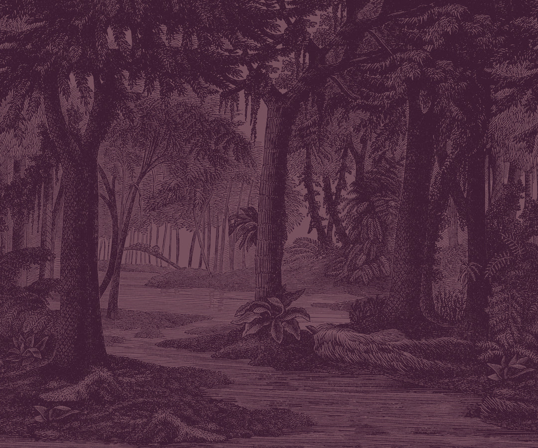 Tropical Canopy Wall Mural - Burgundy